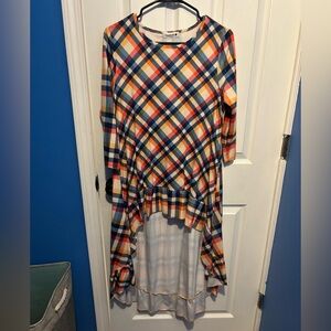 Plaid High-Low Women's Top